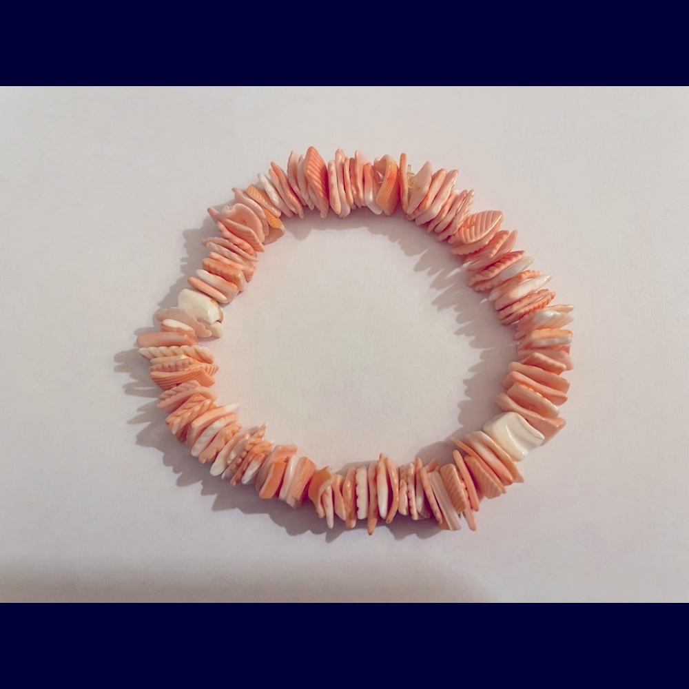 Peach and white shell bracelet